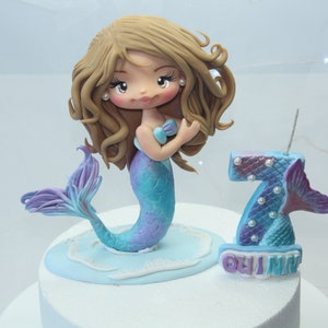 Fondant Mermaid, Cold porcelain Mermaid Doll, Under The Sea Party Decorations, Mermaid Baby Shower, Mermaid Cake Topper, Mermaid Party