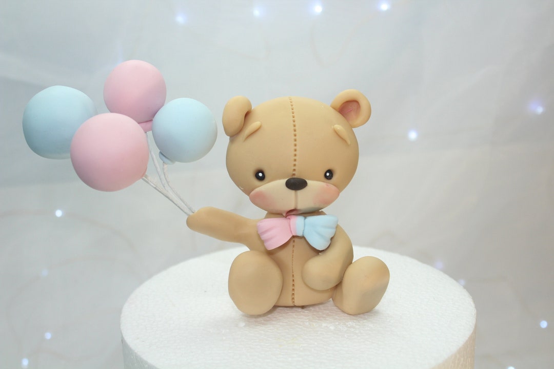 Teddy Bear Fondant Cake Topper for Reveal and Baby Shower - Etsy
