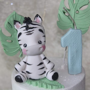 Zebra cake topper, safari cake topper cold porcelain, jungle cake topper, cake topper, fondant, safari animal, baby shower, party jungle