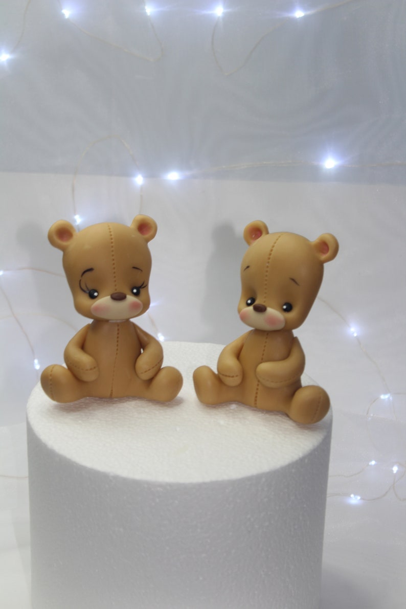 Fondant Teddy Bear With Bow Cake Topper, Ideal for Baby Shower, Baptism ...
