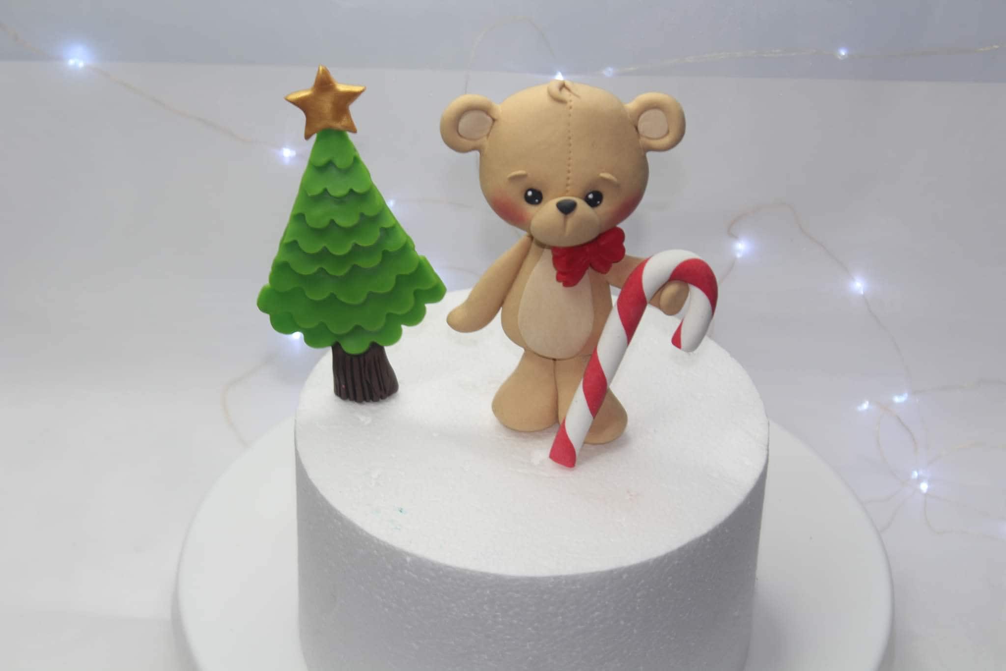 Fondant Teddy Bear With Bow Cake Topper, Ideal for Baby Shower, Baptism ...
