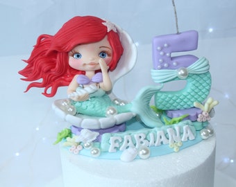 Sirène fondante, poupée sirène en porcelaine froide, décorations de fête sous la mer, baby shower sirène, topper gâteau sirène, fête sirène, coquillages