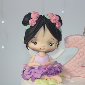 Fairy fondant, tuin Fairy taart cijfers, Rainbow Fairy taart topper, Fairy thema taart topper, bloemenfee beeldje