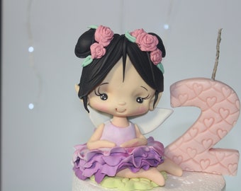 Fairy fondant,Garden Fairy Cake Figures,Rainbow Fairy Cake Topper,Fairy Theme Cake Topper,Flower Fairy Figurine