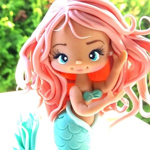 Fondant Mermaid, Cold porcelain Mermaid Doll, Under The Sea Party Decorations, Mermaid Baby Shower, Mermaid Cake Topper, Mermaid Party