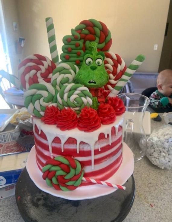 The Grinch Who Stole Christmas Cake Topper Set Featuring GRINCH