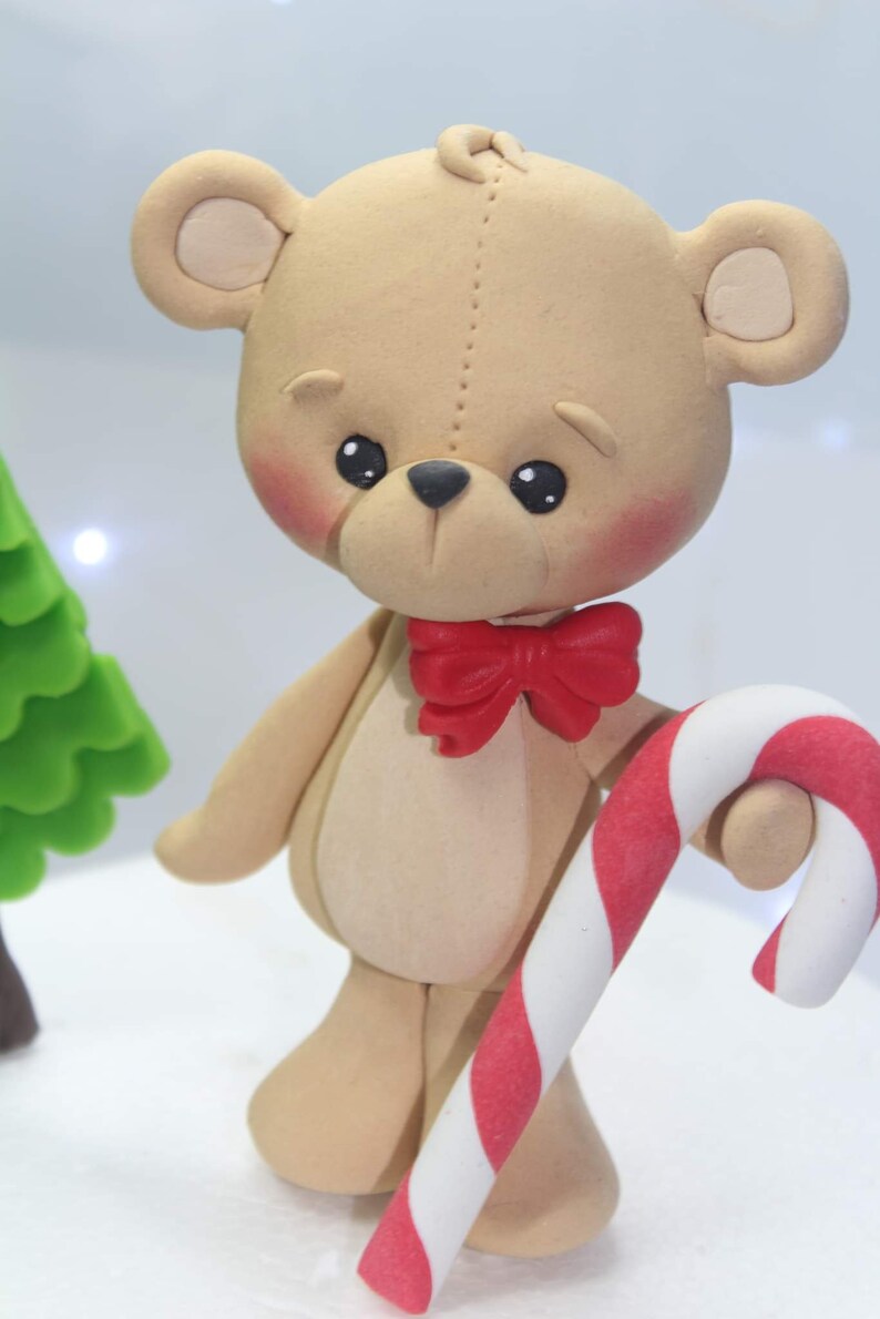 Fondant Teddy Bear With Bow Cake Topper, Ideal for Baby Shower, Baptism ...