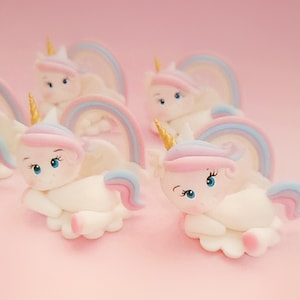 Unicorn figurine|Fondant unicorn cake topper| Pink and Blue Unicorn Cake Topper | Cold porcelain figurine| Edible topper