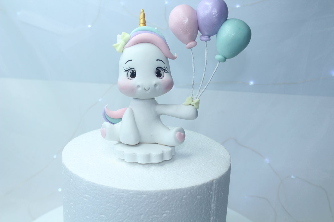 Unicorn Figurinefondant Unicorn Cake Topper Pink and Blue Etsy UK