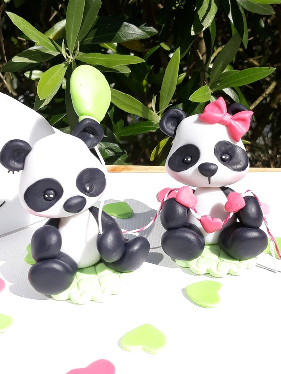 Panda Customizados Porcelana Fria Topo De Bolo Aniversario Etsy