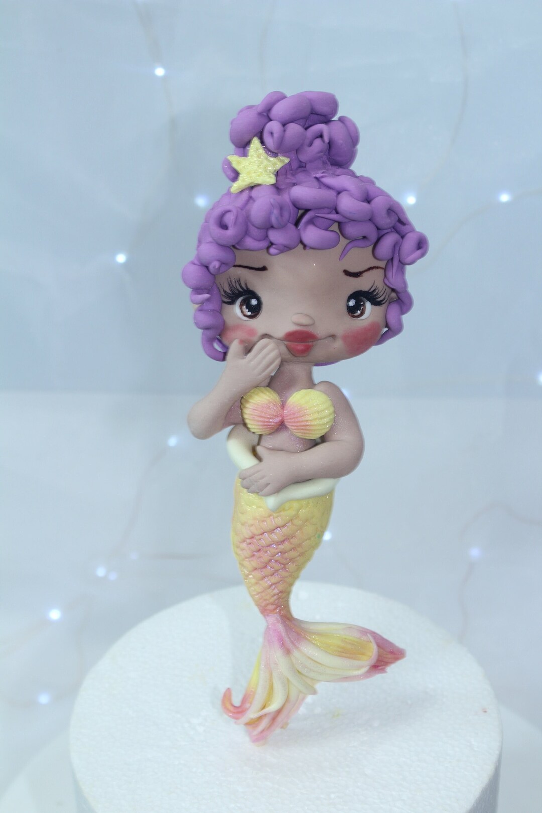 Fondant Mermaid Black, Cold Porcelain Mermaid Doll, Under the Sea Party ...