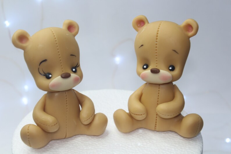 Fondant Teddy Bear With Bow Cake Topper, Ideal for Baby Shower, Baptism ...
