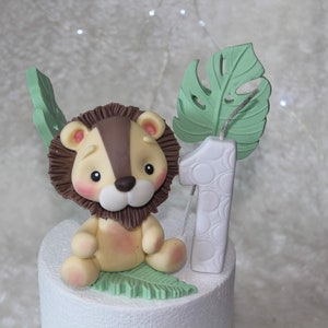 Topper de lion, topper de gâteau d&#39;animaux, topper de gâteau de jungle, topper de gâteau d&#39;herbe, topper de gâteau de bestioles, fondant de safari, et topper de bougie de lion