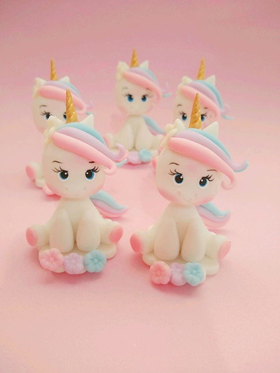 Unicorn Figurinefondant Unicorn Cake Topper Pink and Blue Unicorn Cake Topper Cold Porcelain