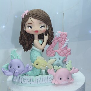 Fondant Mermaid, Cold porcelain Mermaid Doll, Under The Sea Party Decorations, Mermaid Baby Shower, Mermaid Cake Topper, Mermaid Party