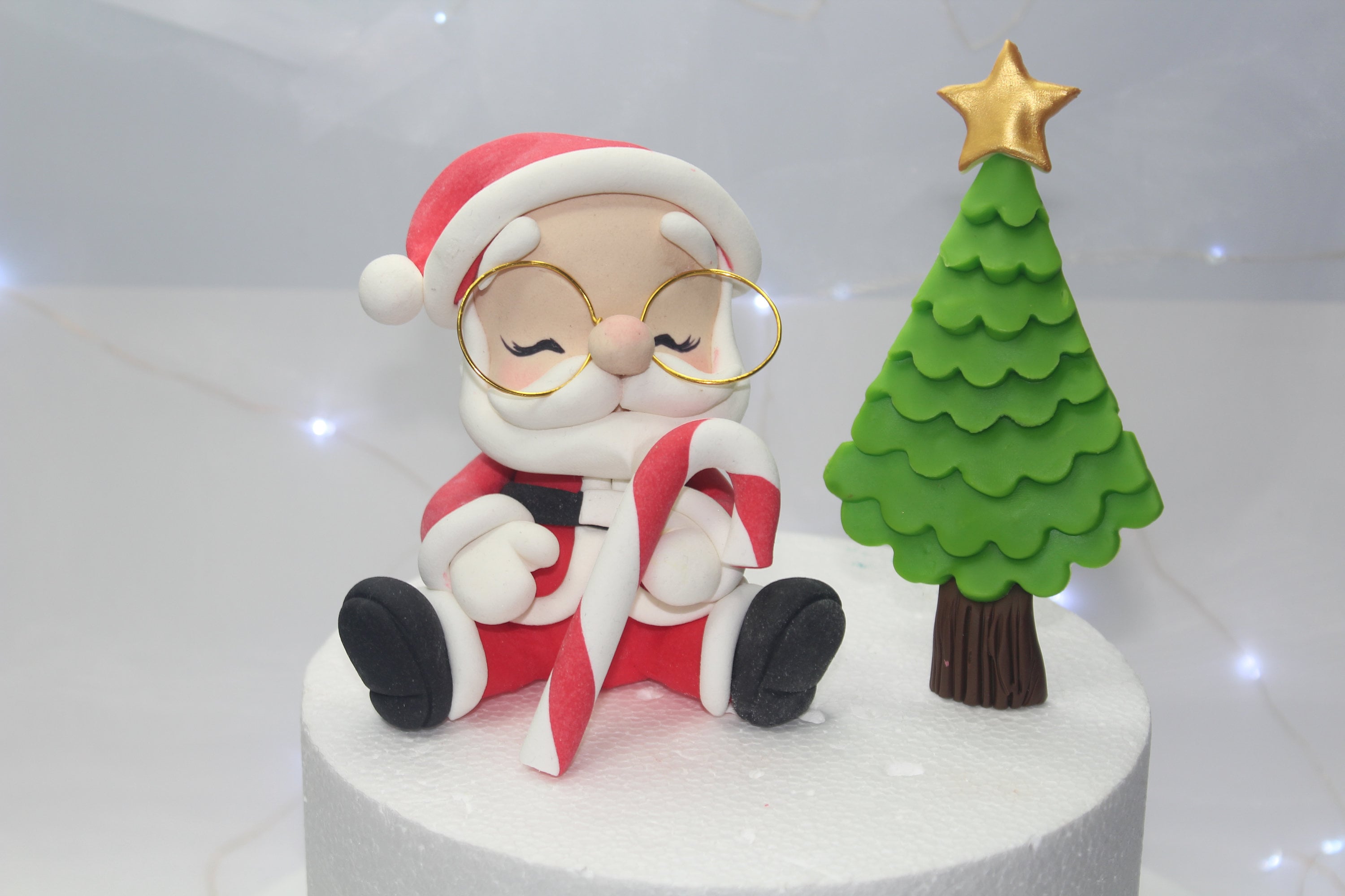 Figurine décor gâteau,Boule de sucre comestible du père noël