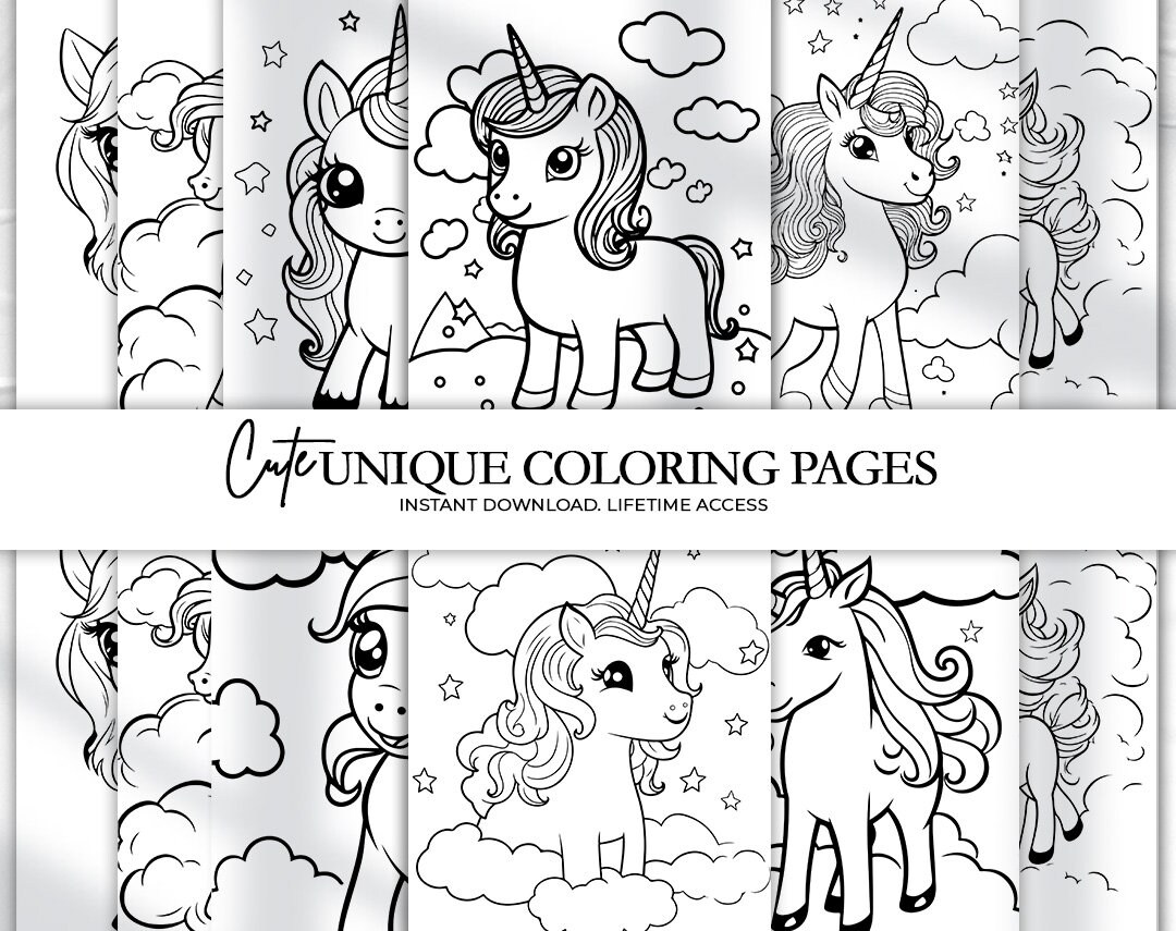 Cute Unicorn Coloring Pages, Kids Activity Coloring Pages, Funny ...