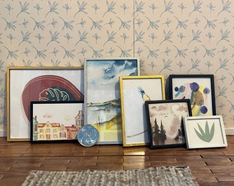 1:12 Scale Frames | Dollhouse Miniatures | Mini Frames | 112 Scale Art | Miniature Art | Dollhouse Art | Scale Model | Wood | Laser Cut