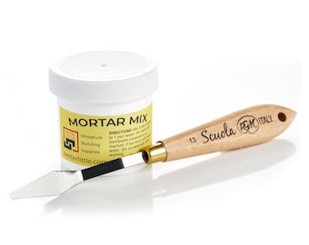 Mortar Mix (3oz) For Miniatures & Mini Trowel Set | DIY Diorama Craft