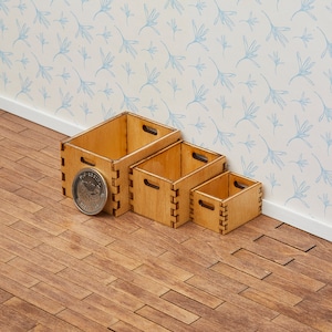 1:12 Scale Miniature Wooden Crates | Handmade | Miniature Furniture | Dollhouse Furniture | Scale Model
