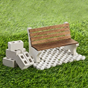 1:12 Scale Mini Outdoor Bench | Dollhouse Miniature Furniture | Miniature Garden Bench | DIY Kit | 112 Scale Furniture | Wood Bench