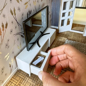 1:12 Scale 65″ TV with Stand | Dollhouse Miniatures | Scale Models | Miniature Furniture