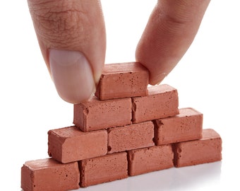 Mini Red Block Bricks (50 PK) | 1:12 Scale Real Cement Diorama Supplies