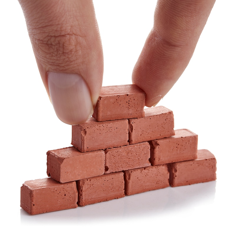Mini Red Block Bricks (50 PK) | 1:12 Scale Real Cement Diorama Supplies ...
