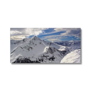 Large Panorama Canvas - Snowy Mountain Peak in the French Alps, South of France, 40x20inches (102x51cm)