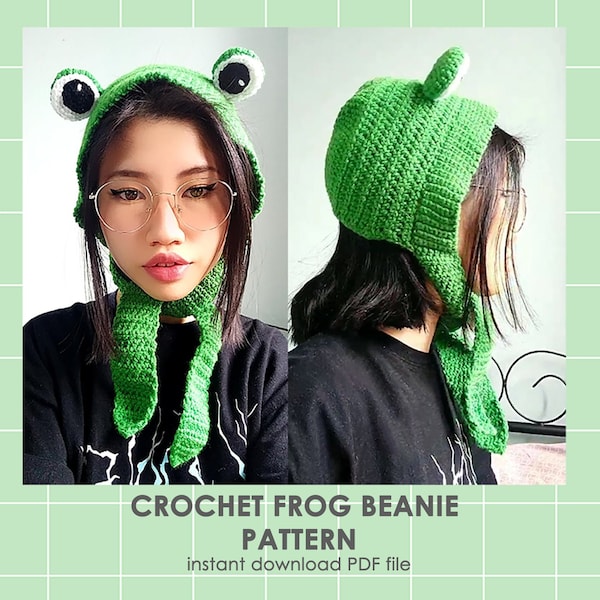 Cute Frog Beanie Hat Pattern, Crochet Hat Pattern