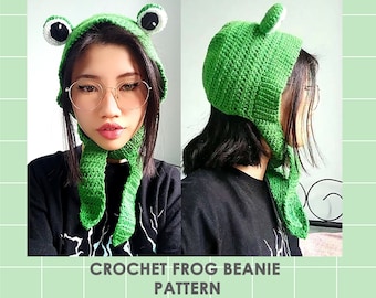 Cute Frog Beanie Hat Pattern, Crochet Hat Pattern