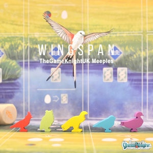 Wingspan Wooden Bird Meeples Ensemble de 40 8 de chaque couleur Pions de jeu de société de jetons doiseaux image 1