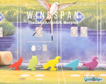 Wingspan Wooden Bird Meeples Ensemble de 40 (8 de chaque couleur) | Pions de jeu de société de jetons d’oiseaux