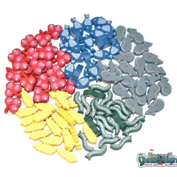 Wingspan Wooden, Printed Food Tokens | Resources Upgrade Board Game