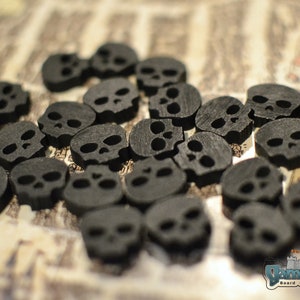 Custom Wooden mini Black Skull Tokens for Board Games | Hit Counters Wood Skulls