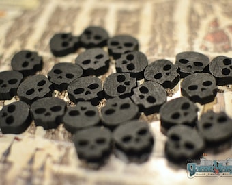 Custom Wooden mini Black Skull Tokens for Board Games | Hit Counters Wood Skulls