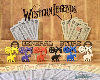 Western Legends Board Games Tokens & Meeples Wooden Upgrades Set of 18