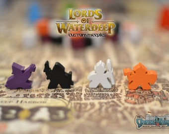 Set of 100 Custom Wooden Meeples for Lords of Waterdeep The Board Game (UK Supplier)