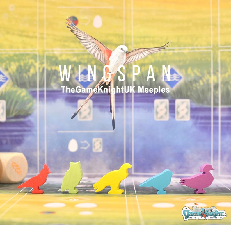 Wingspan Wooden Bird Meeples Ensemble de 40 8 de chaque couleur Pions de jeu de société de jetons doiseaux image 1