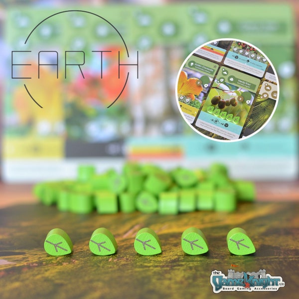 Earth Board Game Wooden Leaf Tokens | Set of 145 Screen Printed Upgrade