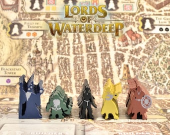 LORDS of WATERDEEP Wooden Screen Printed Worker Pawn Meeples  Set of 25