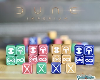Dune Imperium Wooden Upgraded Screen Printed Cube Tokens