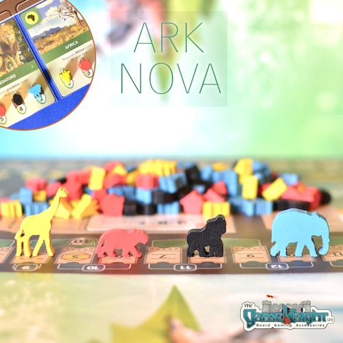 Ensemble complet de 112 pions et jetons en bois Ark Nova | Mise à niveau du jeu de société