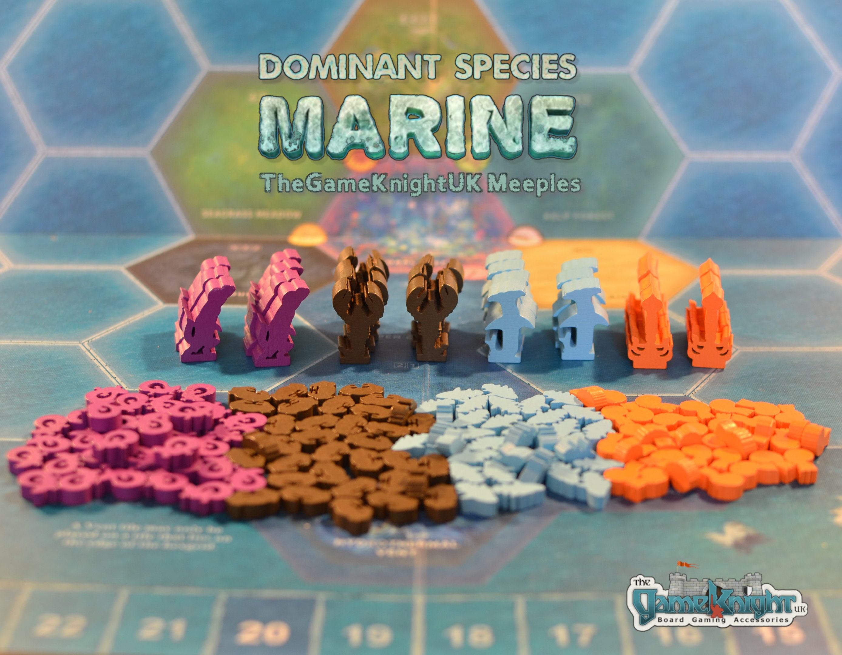 Dominant Species Marine Wooden Meeples and Tokens Full Set 