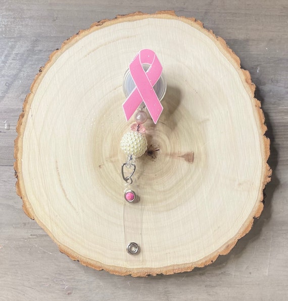 Breast Cancer Awareness Ribbon Badge Reel, Pink Ribbon Badge Reel