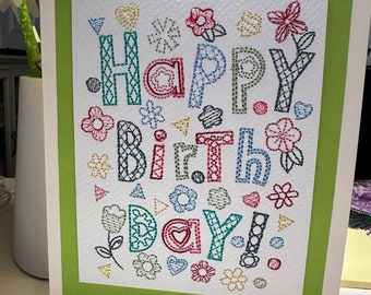 Handmade stitched greeting cards