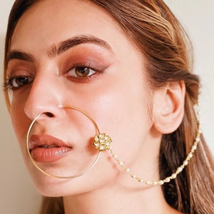 Bridal Jewelry | Kiara Advani Jewelry | Indian Bridal Jewelry | Bridal Nose Ring | Nose ring | Bridal Nath | Nose Ring With Chain