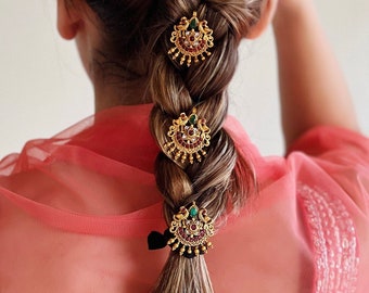 Lot de 9 épingles pour cheveux indiens | Accessoire indien pour cheveux | Bijoux pakistanais | Choti | Tresse | Épingle à cheveux | Broche à cheveux | Tresse kundan |