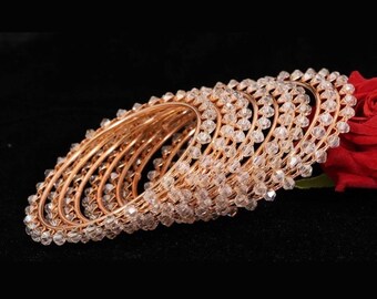 Roségouden armbandenset | set van 12 armbanden | Amerikaanse diamanten armbandenset | bruiloftssieraden | Parel armbanden | perzik armbanden | koperen armbanden