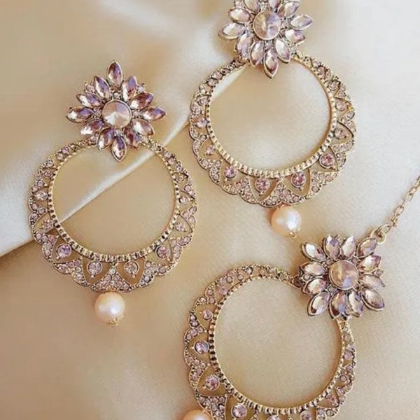 Earrings with Maang Tikka | jewellery set | maang tikka set variations available